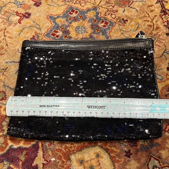 Ann Taylor Black sequin zipper pouch - Picture 4 of 5